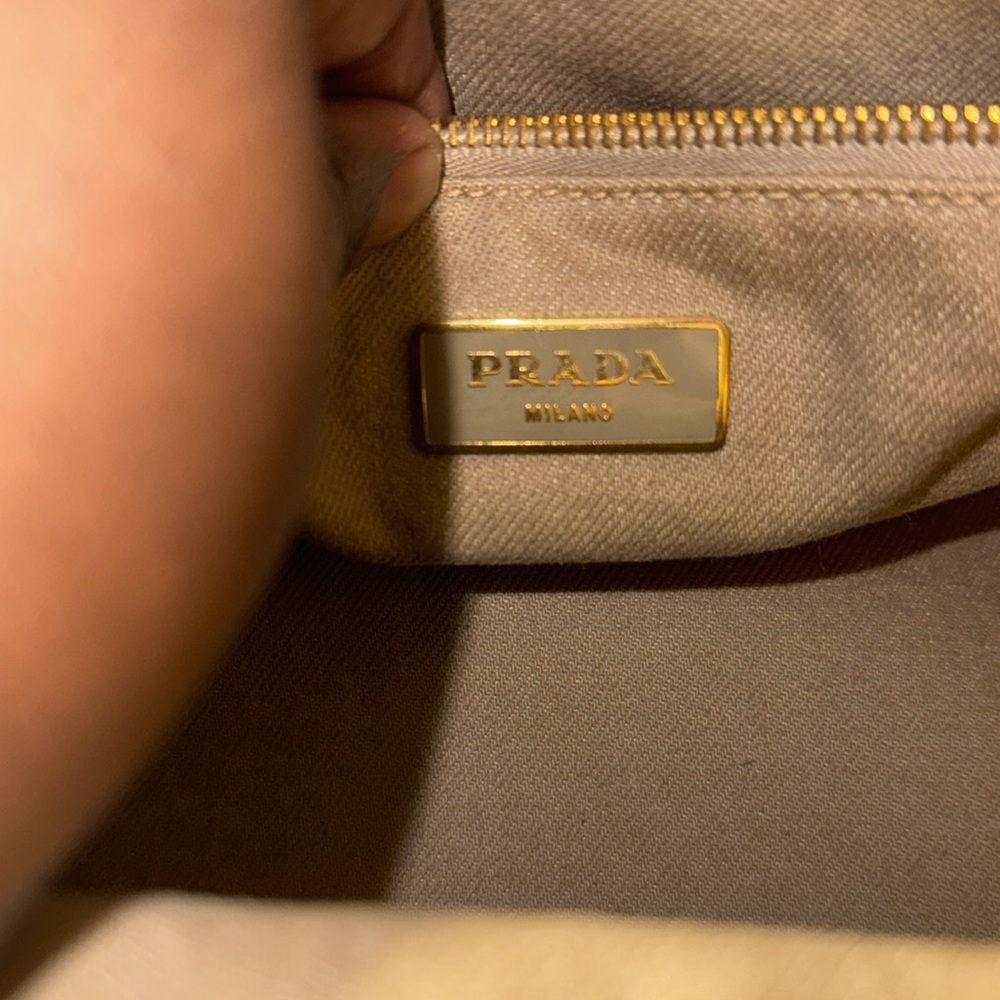 Prada Canapa Demin Logo Handle Bag EUC in Neutral - Picture 6 of 14